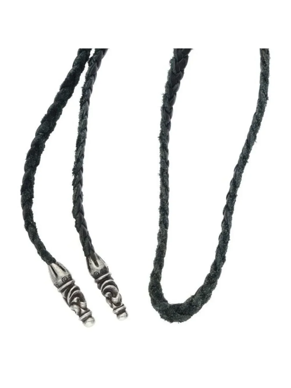 Chrome Hearts Leather Braid Large Scroll Blade Necklace